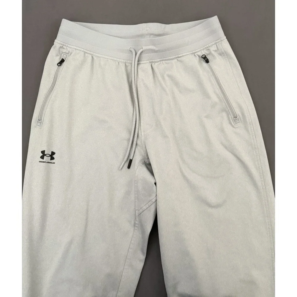 Under Armour Sweatpants Mens Large Gray Knit Jogger Zip Pockets Athletic 1366207